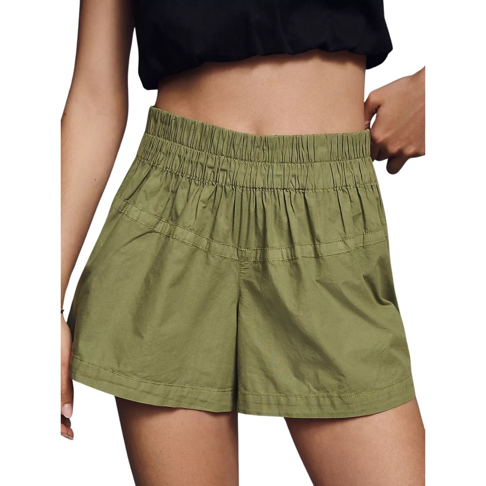 Anthropologie Pilcro Shorts Small Green Skirty Smocked Elastic Waist Pull On